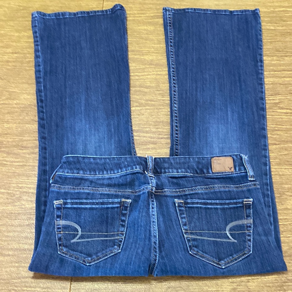 AE American Eagle Stretch Hipster Flare Size 6 Short Blue Jeans
